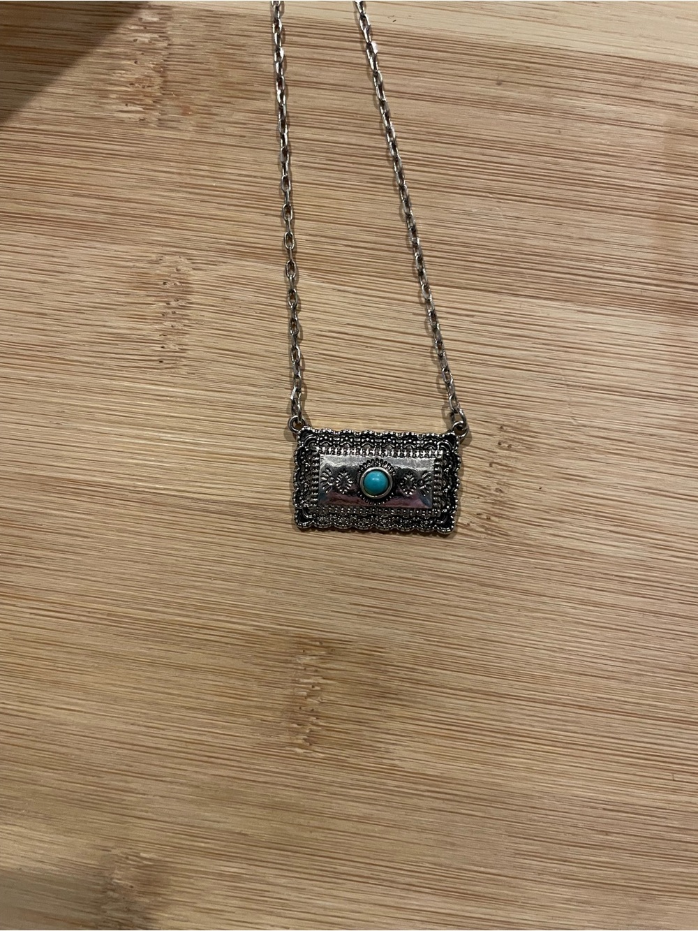 Silver Necklace with Turquoise Accent